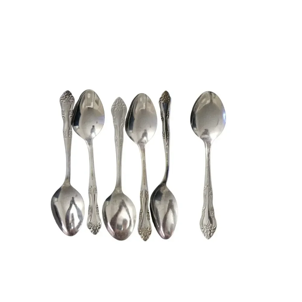 WM Rogers Dream Rose Stainless Steel Tablespoons Set of 6 Floral Flatware